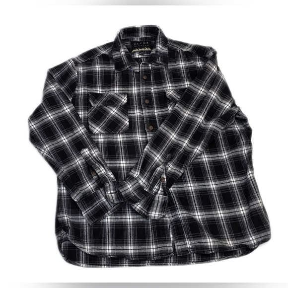 Jachs Men's Black and White Flannel Plaid Button Down Shirt. Xl - Picture 5 of 7